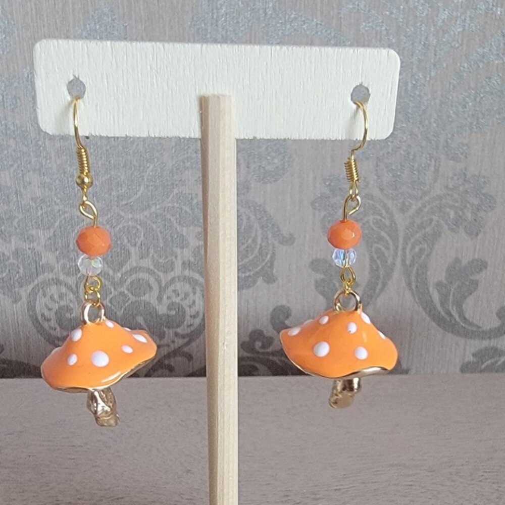 Orange Mushroom Earrings - Picture 2 of 4